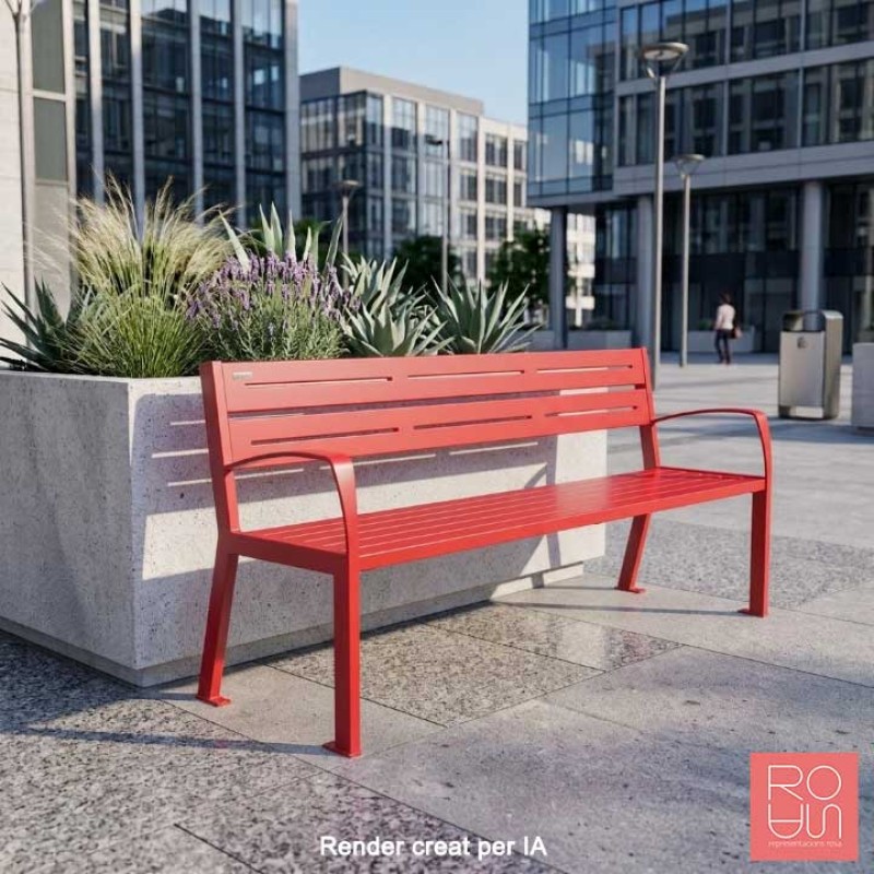 Banc urbà Silaos amb recolza braç en tot acer de 1800 mm